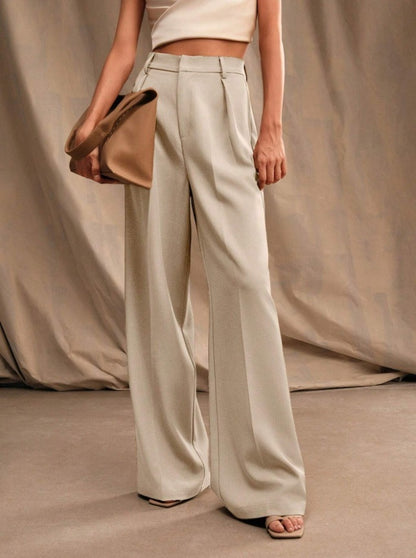 Women's Slimming Casual Draping Suit Pants Loose High Waist Wide Leg Trousers