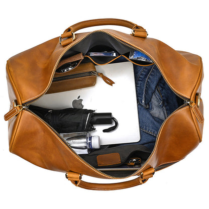 Retro Crazy Horse Leather Travel Bag Large Capacity
